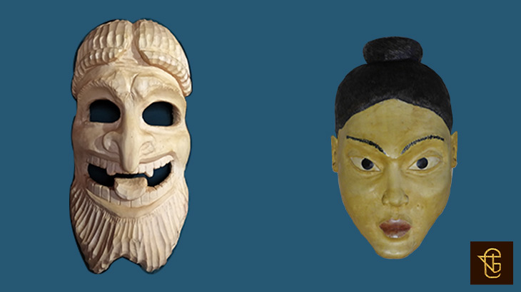 Работы из дерева: "Венецианская маска", "портрет Китаянки"